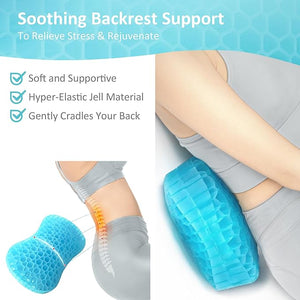 Sunlit Bath Jello Gel Bath Pillows Lumbar Pillow for Bathtub Back Support Pillow Gel Pillow with Non-Slip Suction Cups for Lumbar Back Rest Support Fits Curved or Straight Back Tubs Aqua
