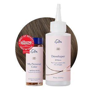 eSalon Permanent Hair Color &amp; Hair Dye Complete Kit - Personal Colorist Kit for Up To 100% Gray Coverage for All Hair Types - Professional-Grade Ammonia-Free Hair Dye (Light Brown Ash 6A)