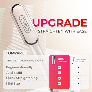 Hair Straightener Brush TYMO Ring Hair Straightener Comb Straightening Brush for Women with 5 Temps 20s Fast Heating &amp Dual Voltage Gold