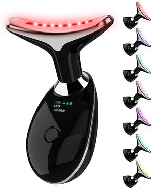 Red Light Therapy for Face 7 Color LED Facial Light Therapy Wand for Skin Care at Home Blue Light Therapy Face Massager Tool for Neck (Black)