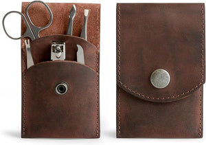 Leather Double Nail Clipper Case Travel Scissors Cover for Men &amp Women Grooming Kit Cases Personal Manicure Set Organizer Mens Care Clippers Fingernail Trimming Toenail Pedicure Nails Cutt