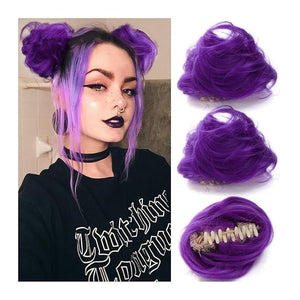 messy bun hair piece 2PCS Cat Ears Hair Donut Chignon Claw Clip in Messy Bun Mini Updo Extensions Wig Accessory Synthetic Hair Bun Ponytail Hairpieces for Women Girls hair buns hair piece ( Color : Br