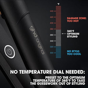 ghd Original Styler - 1¡± Flat Iron Hair Straightener with Ceramic Heat Technology 365¨¬F Safe Styling Temperature Smooth Gloss Plates Fast Heat-Up and Auto Sleep Mode - Black