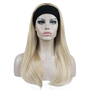 Aimole Long Straight 3/4 Women's Wigs Hair Piece Synthetic Hair with Black Headband (24BT613)