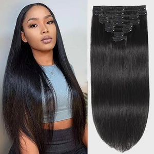 22 Inch Clip In Hair Extensions Real Human Hair Straight Clip Ins Hair Extensions For Women Invisible and long Straight Human Hair Clip in Extensions 120g 8pcs 18clips/Pack