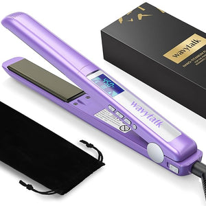 Wavytalk Pro Flat Iron Hair Straightener 100% Pure Titanium Flat Iron for Easy Glide Straightener and Curler for All Hairstyles Dual Voltage (Purple)