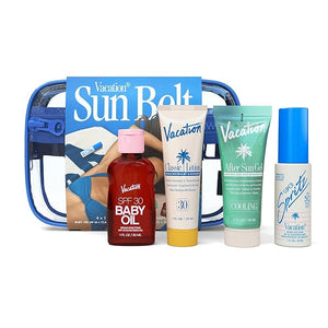 Vacation Sun Belt Sampler, Includes Baby Oil SPF 30, Super Spritz SPF 50 Face Mist, Classic Lotion SPF 30, After Sun Gel,¡°Festival Friendly¡± Fanny Pack