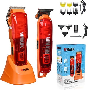 Hair Clippers for Men Professional - Hair Clippers for Men Clippers and Trimmers Set Hair Cutting Kit High Speed 7000 RPM Long Battery Life 6+3 Guards Ceramic Blades Compatible with Wmark