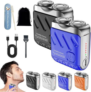 Mini Shaver, Small Steel Cannon Suspended Magnetic Blade Shaver, Mini Electric Explosive Shavers for Men, Waterproof, USB Fast Charging, Compact Travel Size (2PCS-B-D)