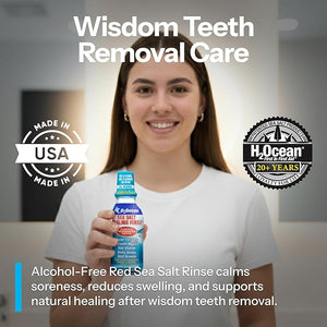 2 Pack H2Ocean Healing Rinse Mouthwash- Great Tasting Sea Salt &amp Xylitol Mouth Wash for Fresh Breath &amp Dry Mouth - Alcohol &amp Fluoride Free - Arctic Ocean Mint 16oz