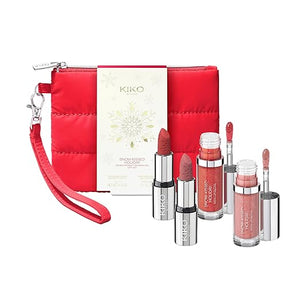 KIKO Milano|Snow-Kissed Holiday Never Without You Mini Lips Gift Set|Lip gift set: 2 matt-finish mini lipsticks and 2 mini lip glosses