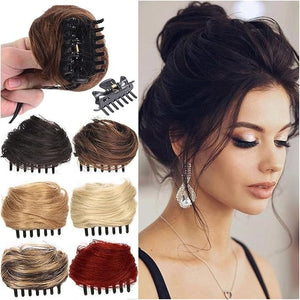 Messy Bun Hair Piece for Women Space Buns Hair Pieces Mini Claw Clip in Hair Bun Messy Cat Ears Hair Bun Extension Synthetic Donut Wig Accessory Updo Hairpieces for Women Girls Fake Hair Accessorie