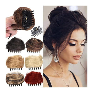 messy bun hair piece Space Buns Hair Pieces Mini Claw Clip in Hair Bun Messy Cat Ears Hair Bun Extension Synthetic Donut Wig Accessory Updo Hairpieces for Women Girls bun hair pieces for women ( Colo