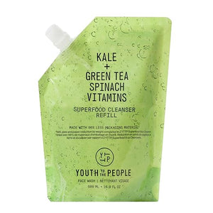 Youth To The People Superfood Facial Cleanser - Kale + Green Tea Daily Face Wash Gentle Makeup Remover with Soothing Antioxidants for Glowing Skin pH Balance Clean Pores Sulfate-free Refillable