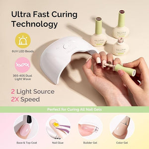 MelodySusie Gel Nail Kit with P-ART06G Cordless UV Lamp Christmas Gift for Women Plant Based HEMA Free Fall Nails Polish with No Wipe Top Coat Base &amp Builder Gel