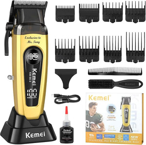 KEMEI KM-90-4 Professional Hair Clippers for Men Clippers for Hair Cutting Rechargeable Cordless Hair Clippers Haircut Clippers Hair Cutting Tools LED Display Perfect Gifts for Men.