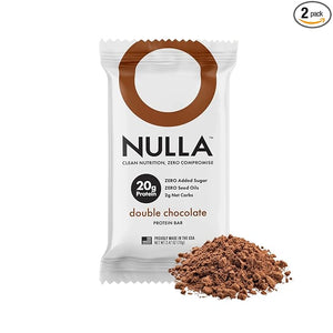 Nulla Bar 12 Count Box NO SEED OILS 20 grams Protein 2-3g Net Carbs (Double Chocolate)
