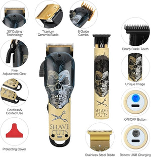 BESTBOMG¢ç Hair Clippers &amp; Trimmer Ceramic T-Blade Cordless Haircut Sets Rechargeable with 10 Guide Combs &amp; for Men/Father/Husband/Boyfriend