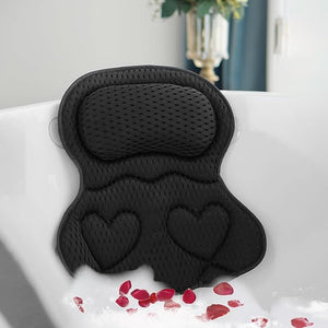 Bath Pillows for Tub Luxury, Bath Pillow for Head and Neck, Fit Bathtub Hot Tub Relaxing Gifts for Women, Comfort 4D Air Mesh Fabric &amp; 6 Non-Slip Suction Cups, Black