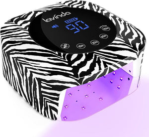 Lavinda UV Light for Gel Nails 54W UV Nail Lamp Cordless Rechargeable Nail Light with 4 Timer 2X Faster Nail Polish Curing Lamp Nail Dryer for Salon Use-Zebra Pattern