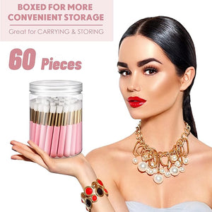 Patelai 60 Pieces Lash Shampoo Brushes with Container Eyelash Extension Cleansing Brush Nose Pore Cleaning Tool Peel off Blackhead Removing Tool Cosmetic Lash Cleanser Facial Cleansing(Pink)