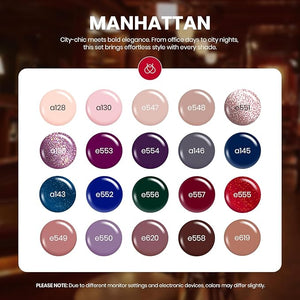 Beetles Gel Nail Polish Set Manhattan Collection 20 Colors Burgundy Red Brown Gold Champagne Glitter Winter Gel Polish Soak Off UV Glossy &amp; Matte Top Base Coat Home Salon Diy Christmas Gifts for W