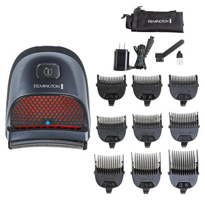 Remington Shortcut Pro Self-Haircut Trimmer Kit Waterproof Cordless Electric Razor for Head Beard and Body Curved Blades and 9 Trimmer Lengths Head Shaver 5-Minute Quick-Charge 14-Piece Set