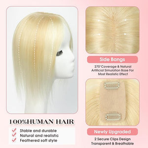 isheeny Hair Toppers For Women Real Human Hair Platinum Blonde 8Inch Human Hair Topper for Women 2 Clips Secure Hold Realistic Artificial-Base Scalp For Changing Your Look