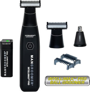 MANGROOMER INTELLIMAX PRO Body and Ball Groomer, Groin Trimmer for Men, Electric Ball Shaver, Pubic Trim, with Free Bonus Foil Included and Free Nose Trimmer Replacement Head