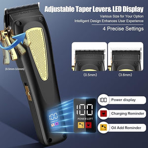 Professional Hair Clippers for ManHair Clippers Electric Shavers Razor T-Blade Hair Trimmer 3 in 1 Cordless Barber Trimmer Bald Shavers LED Display Gifts