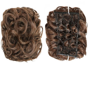 EARSHOT Hair Buns Hair Piece Synthetic Messy Bun Wig Hair Pieces Wavy Curly Bun Ponytail Hair Extensions Bun Hair Comb Women Bun Wig Hair Accessories For Girls (Color : 8)
