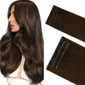 GOO GOO Invisi Edge Clip in Hair Extensions Set 16inch 120g 4pcs Injected Seamless PU Clip ins and 3pcs Classical PU Clip insip ins Virgin Real Human Hair #4A