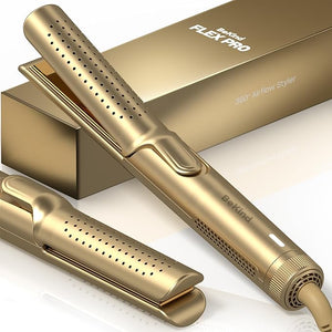 Hair Straightener and Curler 2 in 1 by BeKind Flex 360¡Æ Hair Styler Flat Iron for All Styles Floating Plates Design Airflex Lower Temp for Better Styling Gift for Girls and Women - Golden