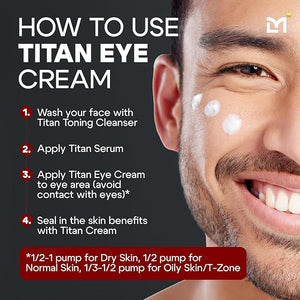 Titan Anti-Aging Mens Eye Cream ? Mens Dark Circles Under Eyes Treatment ? Eye Bags Treatment for Men ? Puffy Eyes Treatments for Men ? Peptides HA Herbal Extracts ?All Skin Types?Unscented
