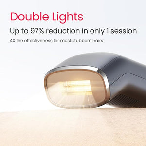 Dual Lights 100W, Quadruple-Pulse IPL Laser Hair Removal, Comfort 16.6 cm©÷ Sapphire Ice-Cooling 35¡ÆF, PHR Mode for Stubborn Hair, Effective, Hair Removal Device for Women and Men (Blue Grey)