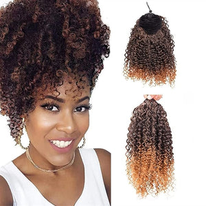Hair Chignon Curly Ponytail Synthetic Afro Kink Curly Drawstring Ponytail Clip Extensions Hair Bun Ladies Hair Accessory Wig Hair Pieces For Women(T1B-309inches)
