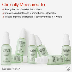Youth To The People Superfood Skin Drip Face Serum (1 fl oz) Strengthens Skin Barrier + Evens Skin Tone 5% Niacinamide Kale Peptides Ceramides Boosts Glow Vegan
