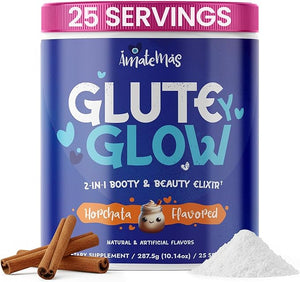 Glute Y Glow by Amatemas ? Women's Creatine + Biotin Supplement for Muscle Growth, Glute Support, Hair Skin &amp; Nails ? Horchata Flavor ? Energy Support ? Lean Muscle ? Daily Performance Blend