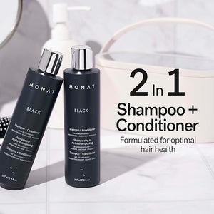 MONAT Black Shampoo + Conditioner ? A 2-in-1 Formula for Optimal Hair Care in One Step ? Cleanses Conditions and Promotes Stronger Healthier-Looking Hair ? For All Hair Types ? 237ml (8.0 fl oz)