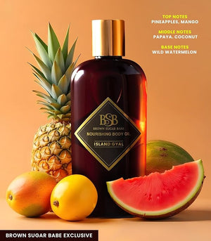 Brown Sugar Babe Island Gyal Body Oil Nourishing Scented Oil for Women with Pineapple Mango and Watermelon Perfume Oils Skin Care Paraben Free Perfume Body-Oil Made in USA