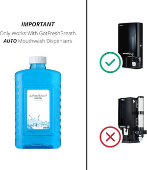 GotFreshBreath Slim Mouthwash Case (Original Flavor) ? 6 Bottles + Cups - Alcohol-Free Mouthwash - Fits Both Auto and Commercial Dispensers 600 Uses Per Case for Commercial Use