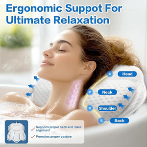 Non Slip Bath Pillows for Tub 10 Enhanced Suction Cup Bath Pillow for Women Relaxing Bath Tub Pillows for Head and Neck Bath Pillow Luxury Bathtub Pillow Spa Bathtub Pillow for Soaking Tub