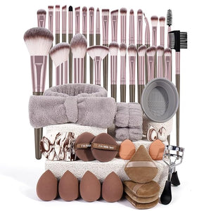Makeup Brushes 51 Pcs Makeup Kit Multi-functional Makeup Tool Set with Makeup Brush Foundation Brush Make up Brushes Set (Champagne 51 Piece Set)