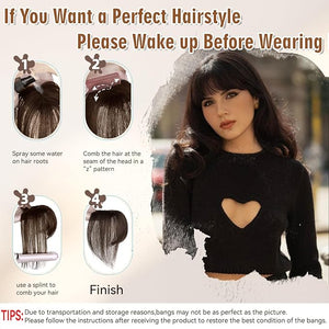 Clip in Bangs Hair Clip 100% Real Human Hair Toppers for women clip on Bangs Human Hair with 360¡ÆCover Lace Topper for Women Wispy Fake hair for Daily Wear 10 Inch