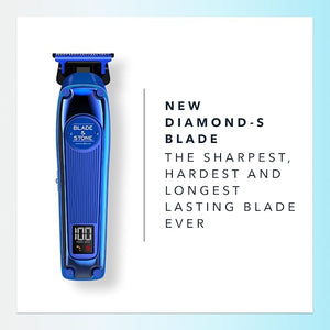 Blade &amp Stone Professional Hair Trimmer for Men PT301 | Diamond-S Blade | Micro-Gap Tech | 7200 RPM Durable Motor All-Metal Cordless Hair Trimmer - Big Blue