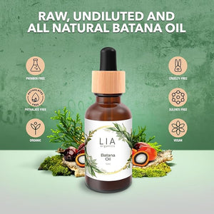 Lia Organics Batana Oil - 100 Percent Pure Batana Oil Organic - Holistic Golden Herbal Batana Oil- Dr. Sebi - Pure Batana Oil from Honduras - For Men Women Postpartum Thinning Hair Hair Loss