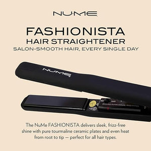 NuMe Fashionista Hair Straightener Flat Iron - Tourmaline Ceramic Plates - Smart Memory Function - Professional Salon Hair Straightening Styling Flat Iron