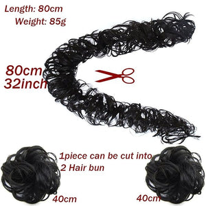 SONGCHAO Fake Hair Bun Messy Bun Ponytail Hair Extensions 80cm Long with Elastic Rubber Band Synthetic Fluffy Wrap Wig Women Hair Bun Hair Accessories (Color : 27H613)