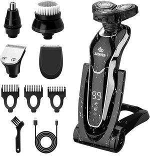 BestMal 5 in 1 Electric Shaver Razor for Men Wet/Dry Waterproof Rechargeable With Nose Trimmer Sideburns Hair Trimmer and Face Cleaning Brush