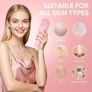 Silicone Face Scrubber Blackhead Remover Rechargeable 2-in-1 Facial Cleansing Brush &amp Skin Spatula Duo IPX7 Waterproof Exfoliating Massager Deep Cleansing for Women and Men£¨Peachy Pink£©